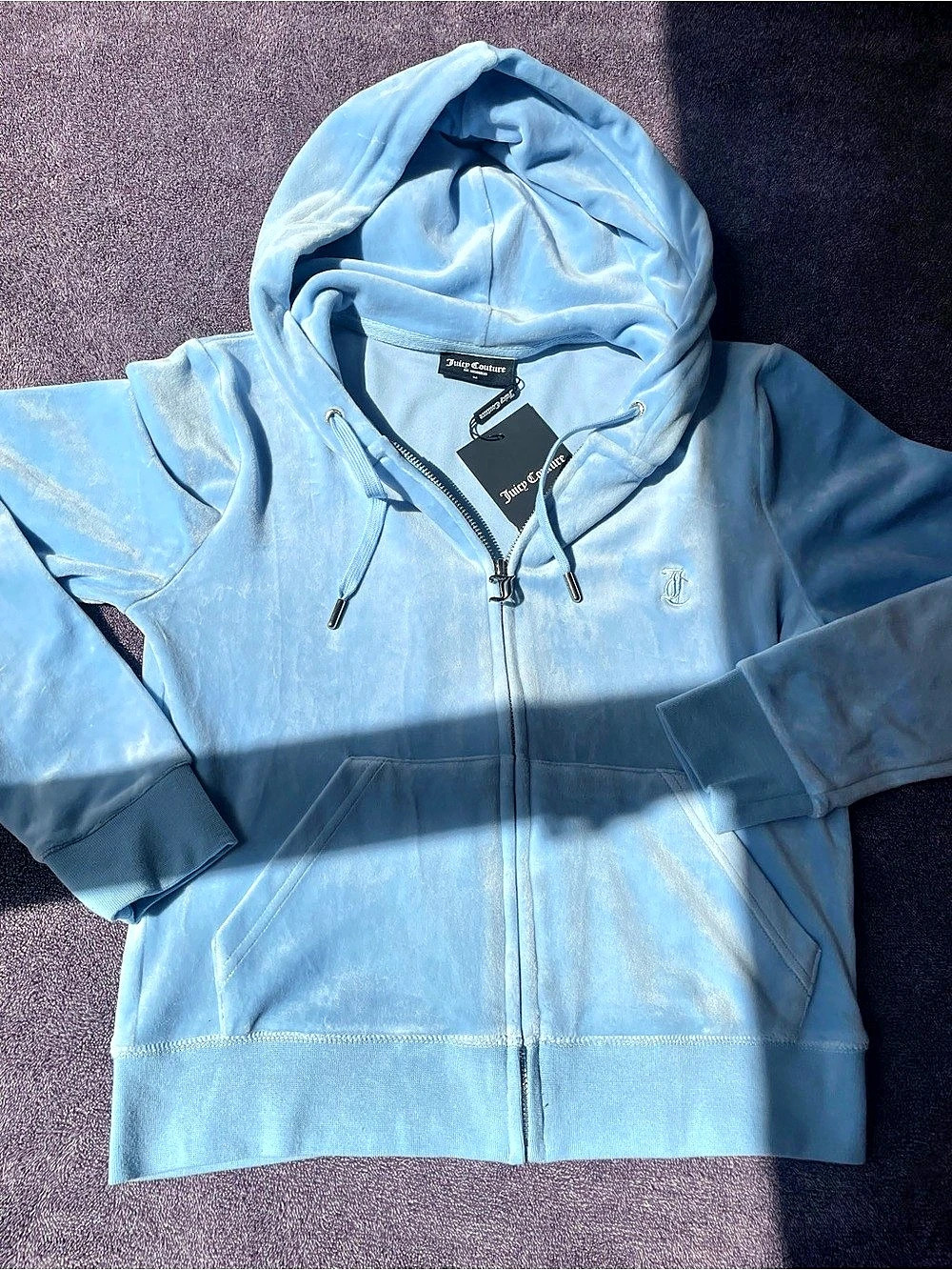 Juicy Couture Velour Zip Hoodie Blue Medium NWT